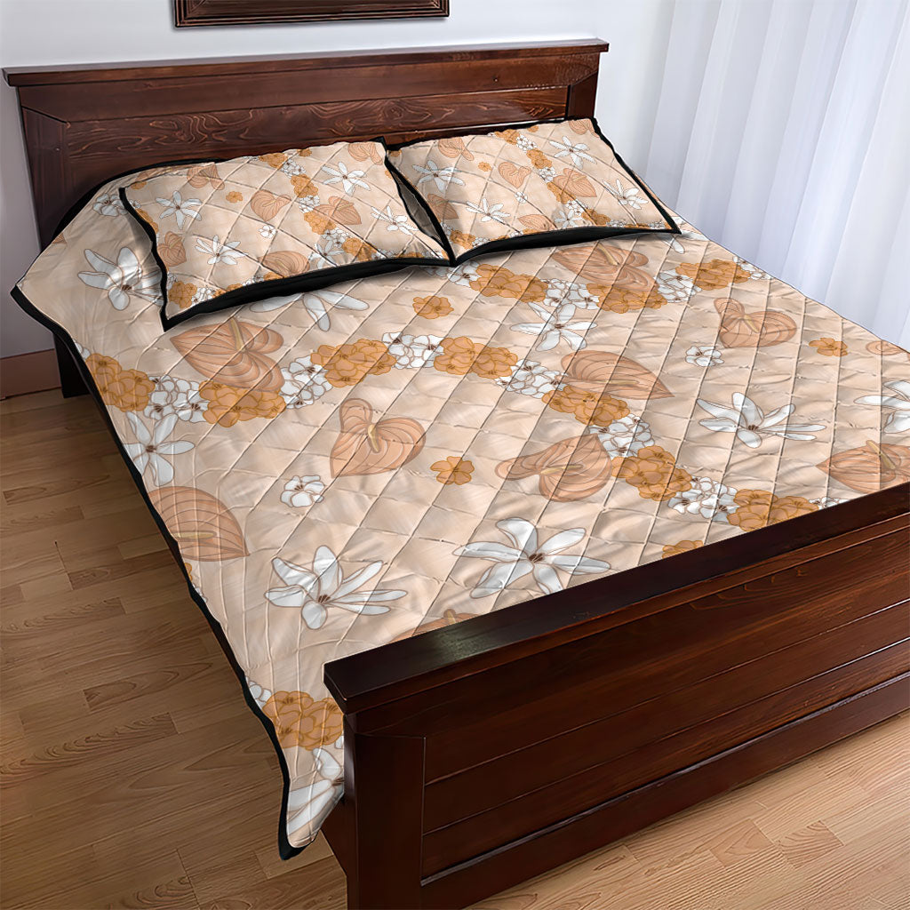 Hawaii Anthurium Tiare Pikake Lei Quilt Bed Set Alani Lauhala Art Pattern LT01 - Polynesian Pride