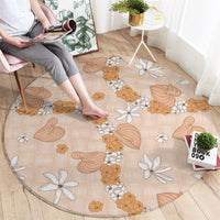 Hawaii Anthurium Tiare Pikake Lei Round Carpet Alani Lauhala Art Pattern LT01 - Polynesian Pride