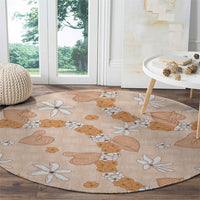 Hawaii Anthurium Tiare Pikake Lei Round Carpet Alani Lauhala Art Pattern LT01 - Polynesian Pride