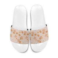Hawaii Anthurium Tiare Pikake Lei Slide Sandals Alani Lauhala Art Pattern LT01 Orange - Polynesian Pride