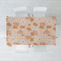 Hawaii Anthurium Tiare Pikake Lei Tablecloth Alani Lauhala Art Pattern LT01 Orange - Polynesian Pride