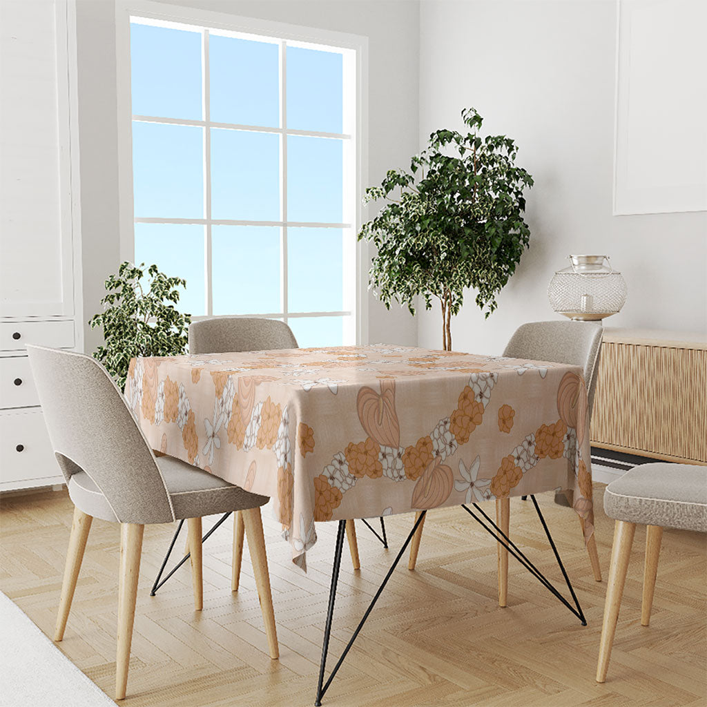 Hawaii Anthurium Tiare Pikake Lei Tablecloth Alani Lauhala Art Pattern LT01 - Polynesian Pride