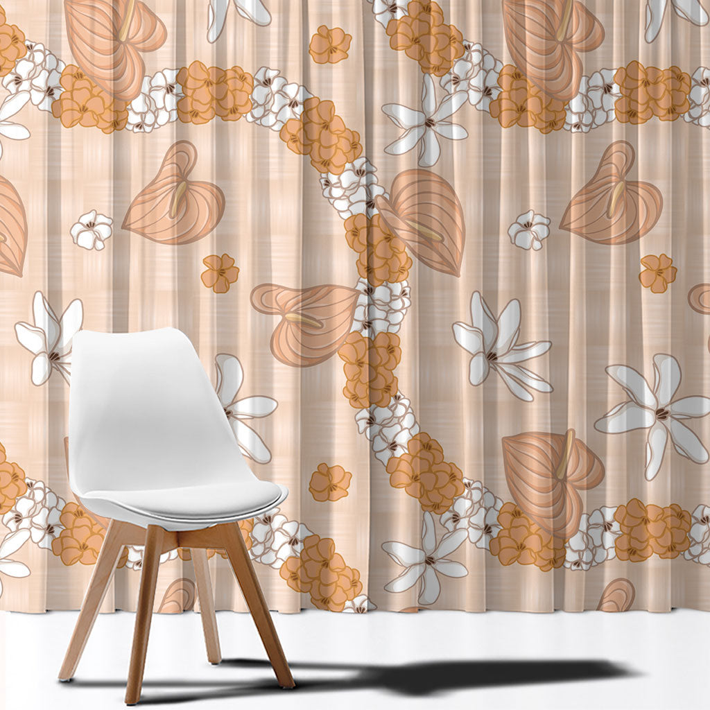 Hawaii Anthurium Tiare Pikake Lei Window Curtain Alani Lauhala Art Pattern LT01 - Polynesian Pride