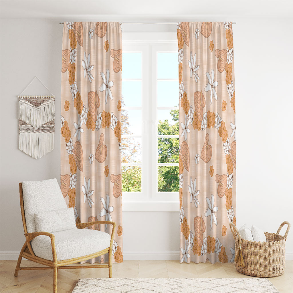 Hawaii Anthurium Tiare Pikake Lei Window Curtain Alani Lauhala Art Pattern LT01 - Polynesian Pride