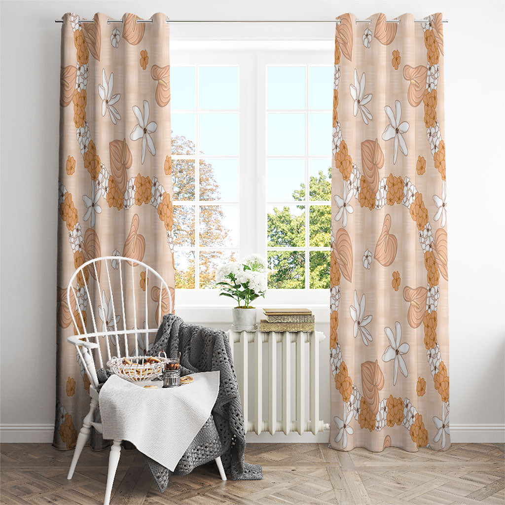Hawaii Anthurium Tiare Pikake Lei Window Curtain Alani Lauhala Art Pattern LT01 - Polynesian Pride