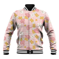 Hawaii Anthurium Tiare Pikake Lei Baseball Jacket Akala Lauhala Art Pattern LT01 Unisex Pink - Polynesian Pride