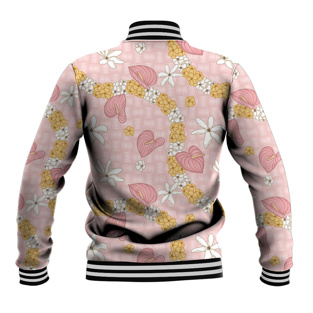 Hawaii Anthurium Tiare Pikake Lei Baseball Jacket Akala Lauhala Art Pattern LT01 - Polynesian Pride