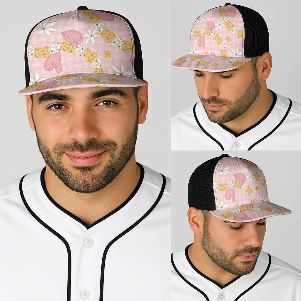 Hawaii Anthurium Tiare Pikake Lei Baseball Net Cap Akala Lauhala Art Pattern LT01 - Polynesian Pride