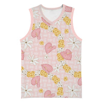 Hawaii Anthurium Tiare Pikake Lei Basketball Jersey Akala Lauhala Art Pattern LT01 Unisex Pink - Polynesian Pride