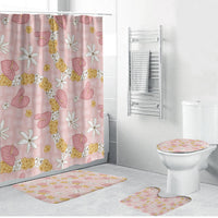 Hawaii Anthurium Tiare Pikake Lei Bathroom Set Akala Lauhala Art Pattern LT01 Bathroom Set (4 pcs) Pink - Polynesian Pride