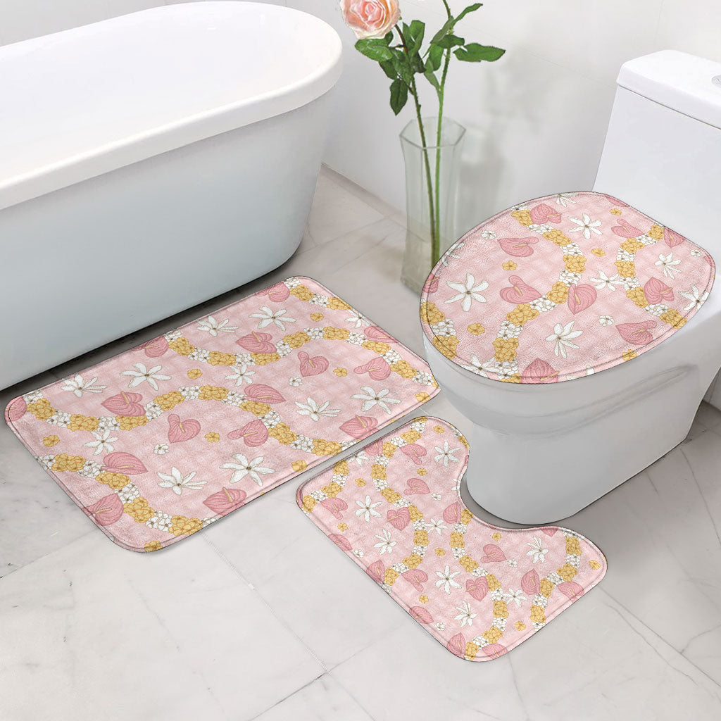 Hawaii Anthurium Tiare Pikake Lei Bathroom Set Akala Lauhala Art Pattern LT01 - Polynesian Pride