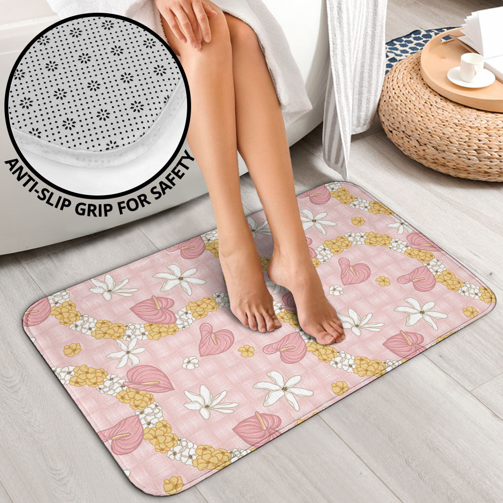 Hawaii Anthurium Tiare Pikake Lei Bathroom Set Akala Lauhala Art Pattern LT01 - Polynesian Pride