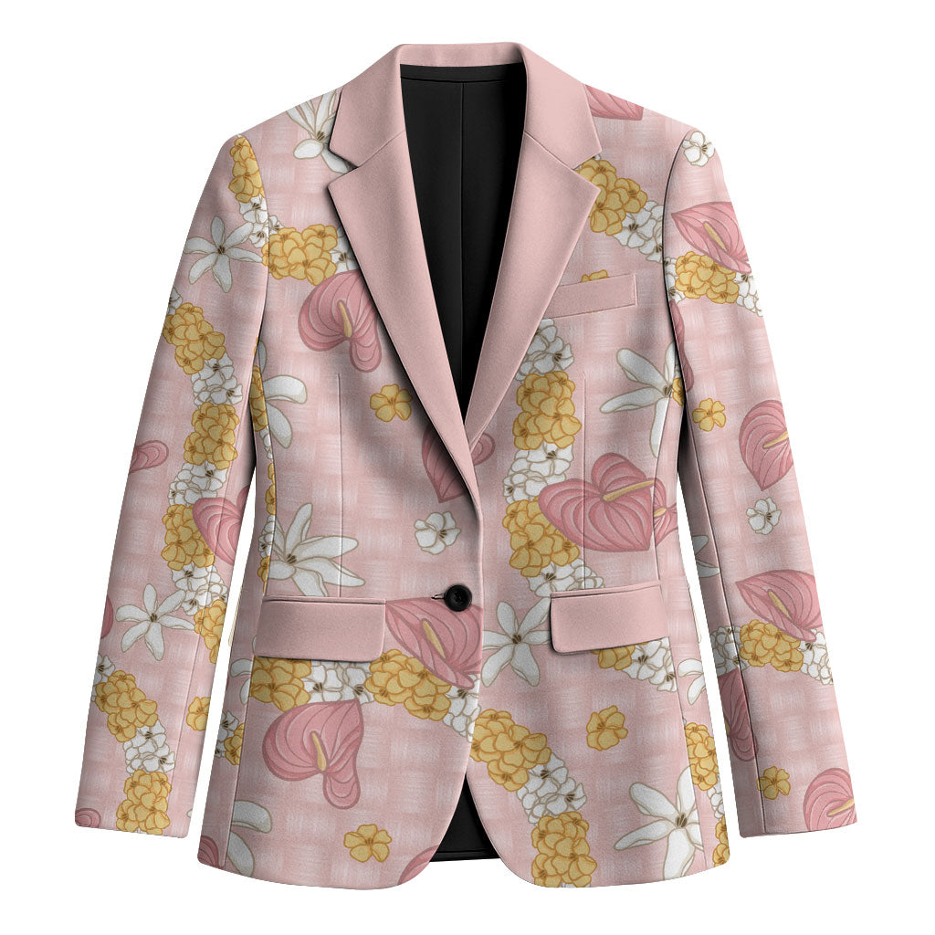 Hawaii Anthurium Tiare Pikake Lei Blazer Akala Lauhala Art Pattern LT01 Unisex Pink - Polynesian Pride
