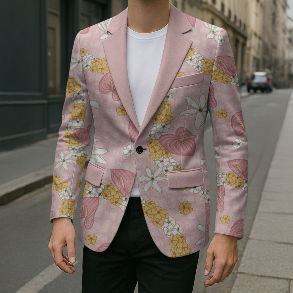 Hawaii Anthurium Tiare Pikake Lei Blazer Akala Lauhala Art Pattern LT01 - Polynesian Pride