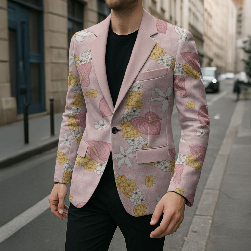 Hawaii Anthurium Tiare Pikake Lei Blazer Akala Lauhala Art Pattern LT01 - Polynesian Pride
