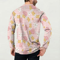 Hawaii Anthurium Tiare Pikake Lei Button Sweatshirt Akala Lauhala Art Pattern LT01 - Polynesian Pride