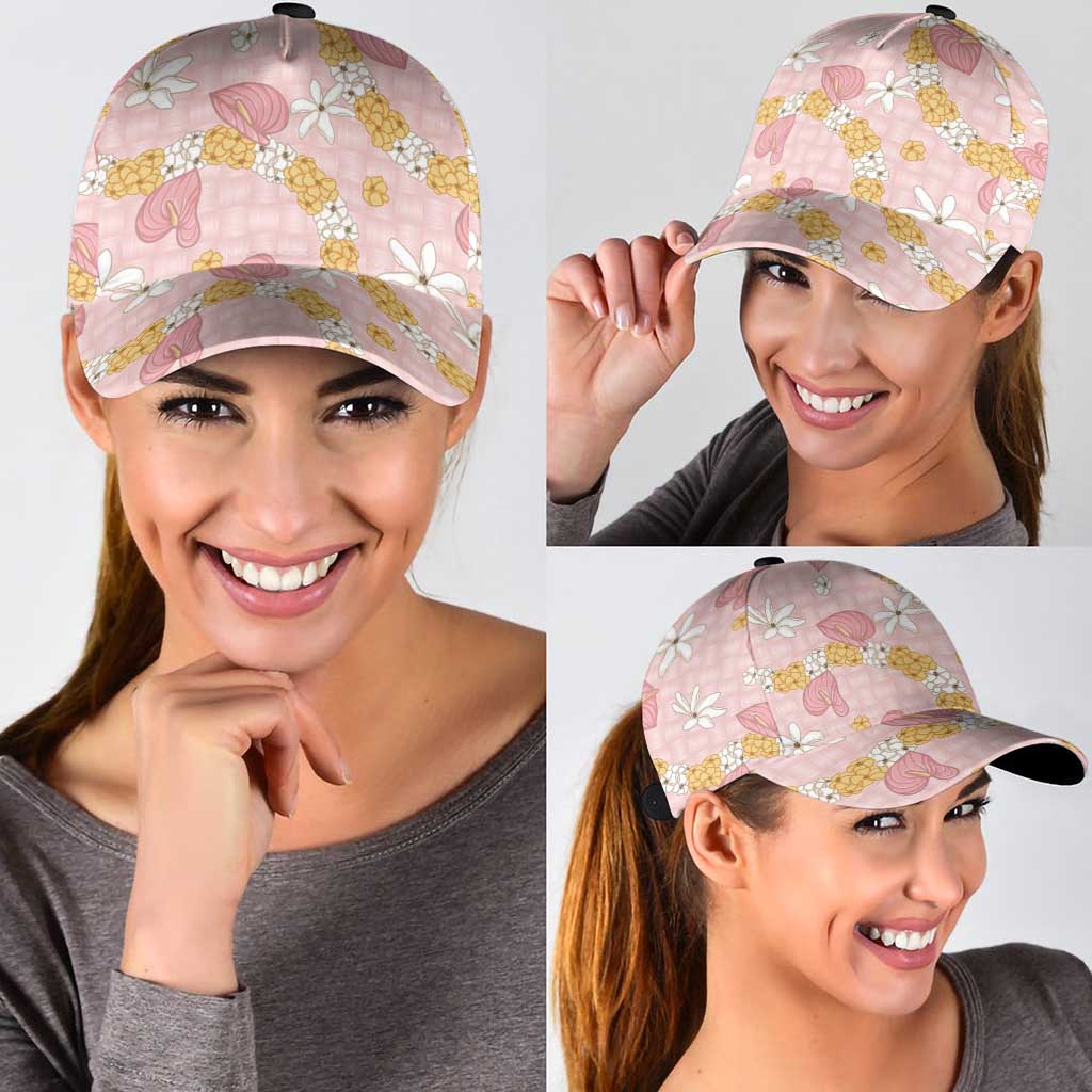 Hawaii Anthurium Tiare Pikake Lei Classic Cap Akala Lauhala Art Pattern LT01 - Polynesian Pride