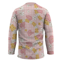 Hawaii Anthurium Tiare Pikake Lei Hockey Jersey Akala Lauhala Art Pattern LT01 - Polynesian Pride