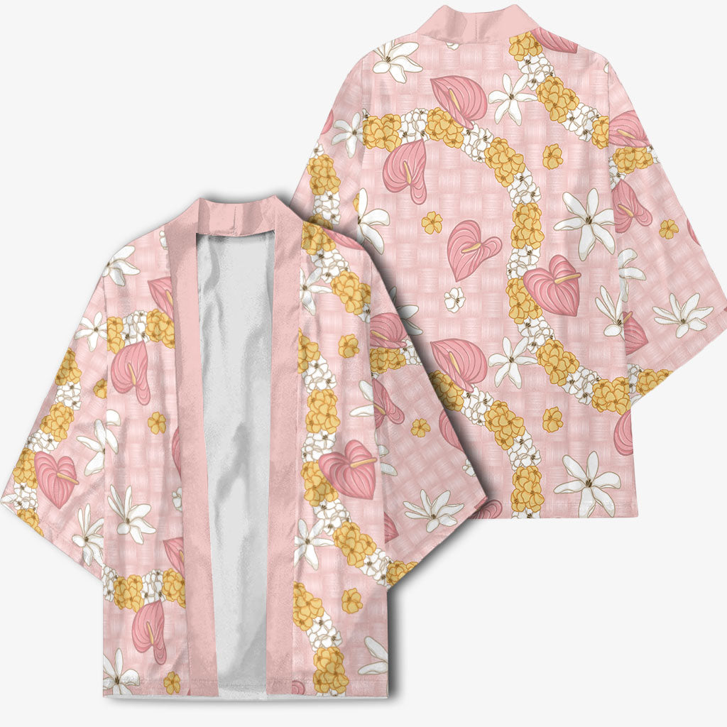 Hawaii Anthurium Tiare Pikake Lei Kimono Akala Lauhala Art Pattern LT01 - Polynesian Pride
