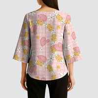 Hawaii Anthurium Tiare Pikake Lei Kimono Sleeve Blouse Akala Lauhala Art Pattern LT01 - Polynesian Pride