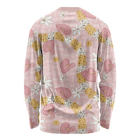 Hawaii Anthurium Tiare Pikake Lei Long Sleeve Shirt Akala Lauhala Art Pattern LT01 - Polynesian Pride
