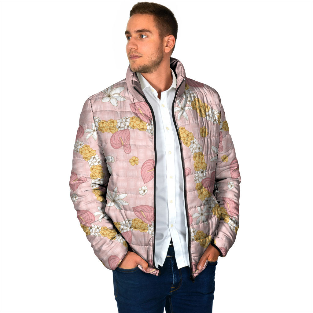 Hawaii Anthurium Tiare Pikake Lei Padded Jacket Akala Lauhala Art Pattern LT01 - Polynesian Pride