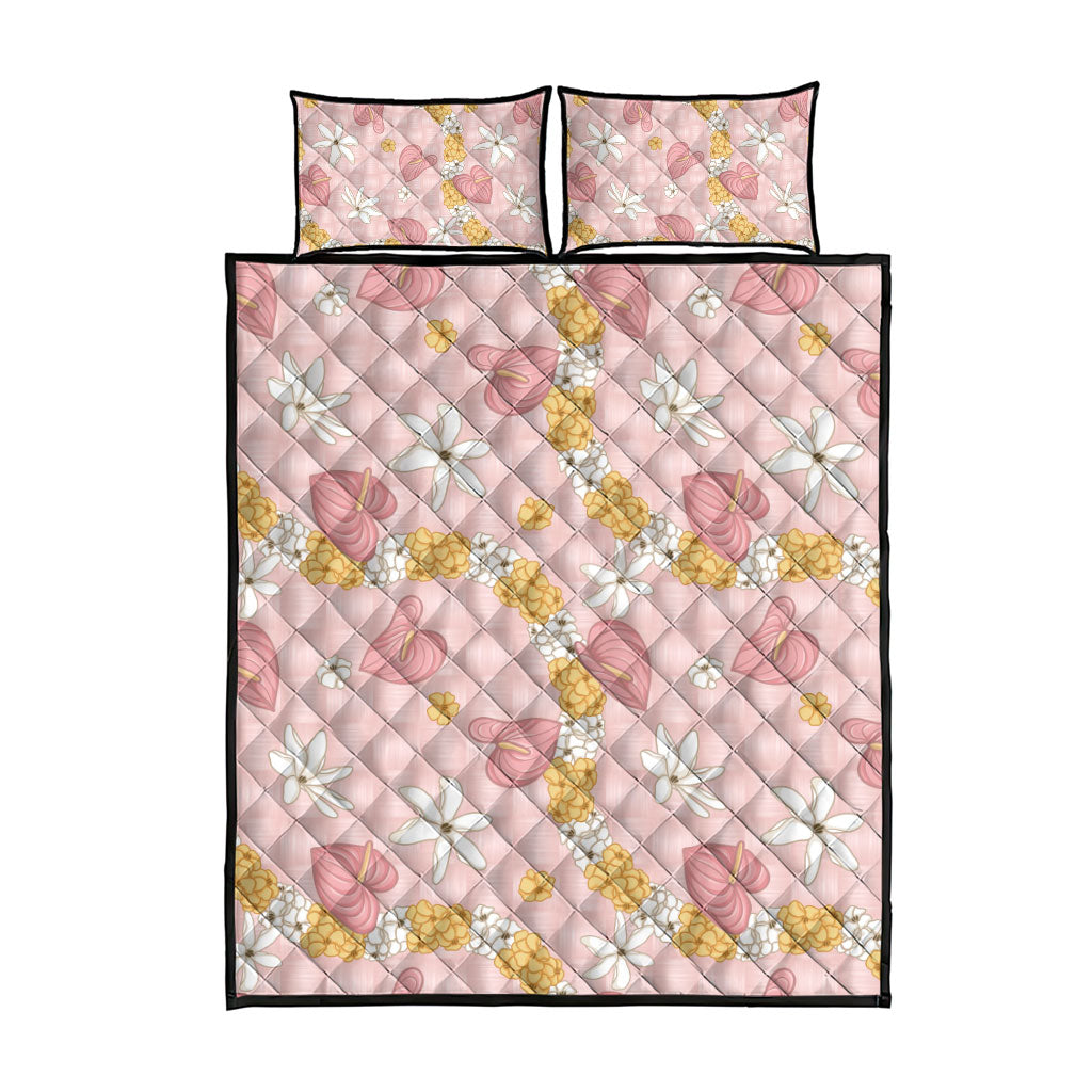 Hawaii Anthurium Tiare Pikake Lei Quilt Bed Set Akala Lauhala Art Pattern LT01 - Polynesian Pride