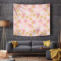 Hawaii Anthurium Tiare Pikake Lei Tapestry Akala Lauhala Art Pattern LT01 Pink - Polynesian Pride