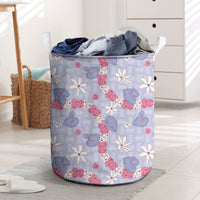 Hawaii Anthurium Tiare Pikake Lei Laundry Basket Poni Lauhala Art Pattern LT01 Purple - Polynesian Pride