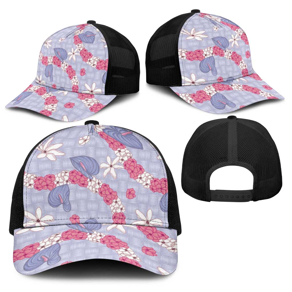 Hawaii Anthurium Tiare Pikake Lei Baseball Net Cap Poni Lauhala Art Pattern LT01 - Polynesian Pride