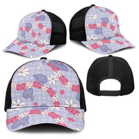 Hawaii Anthurium Tiare Pikake Lei Baseball Net Cap Poni Lauhala Art Pattern LT01 - Polynesian Pride