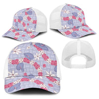 Hawaii Anthurium Tiare Pikake Lei Baseball Net Cap Poni Lauhala Art Pattern LT01 - Polynesian Pride
