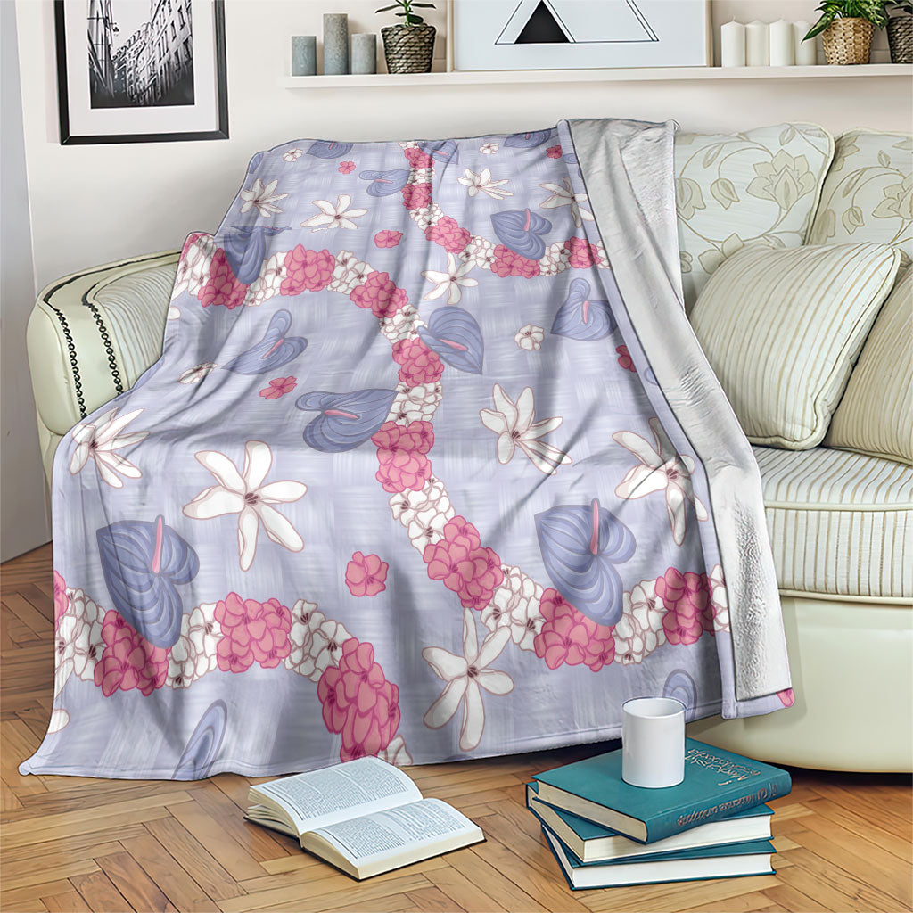 Hawaii Anthurium Tiare Pikake Lei Blanket Poni Lauhala Art Pattern LT01 Purple - Polynesian Pride