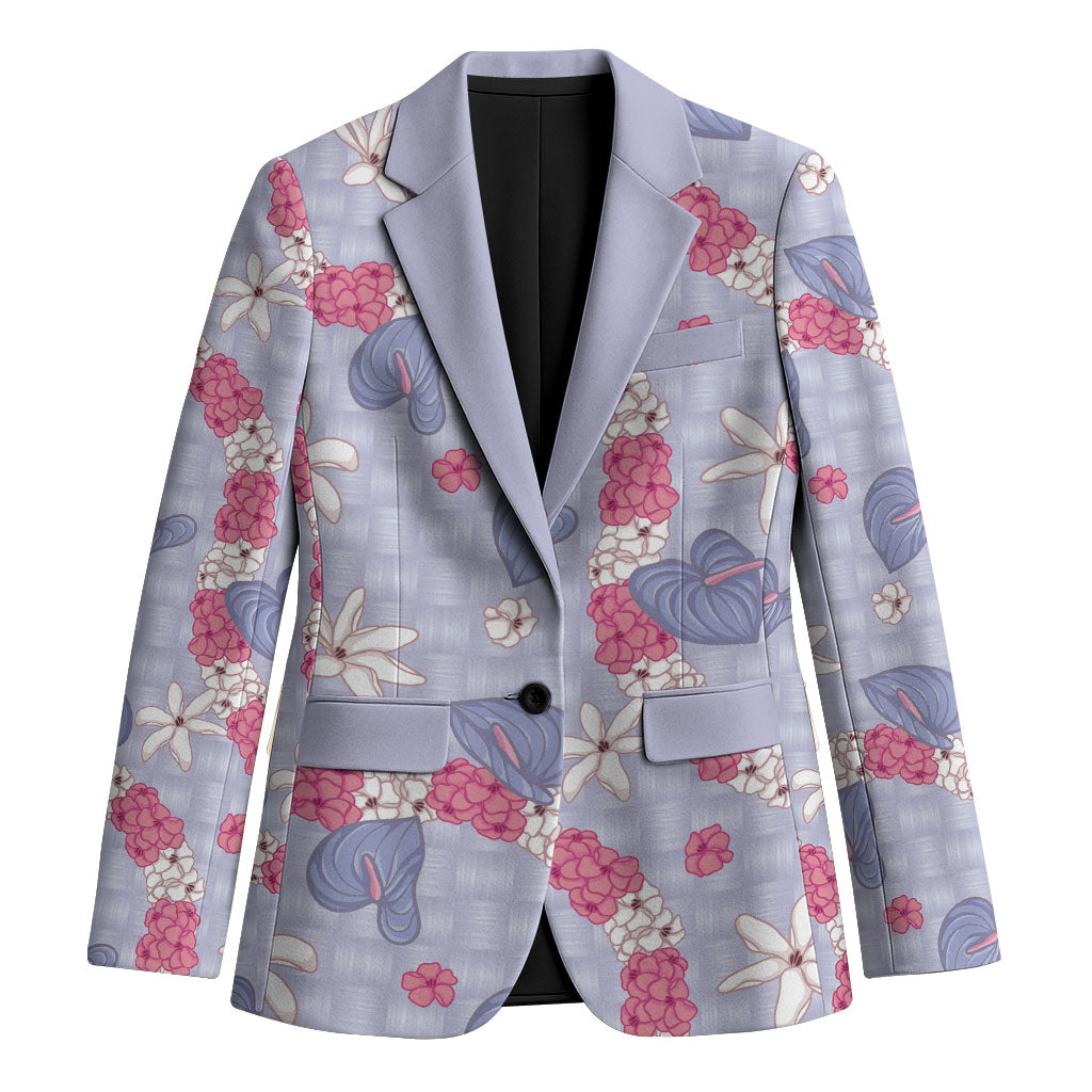 Hawaii Anthurium Tiare Pikake Lei Blazer Poni Lauhala Art Pattern LT01 Unisex Purple - Polynesian Pride