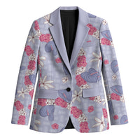 Hawaii Anthurium Tiare Pikake Lei Blazer Poni Lauhala Art Pattern LT01 Unisex Purple - Polynesian Pride