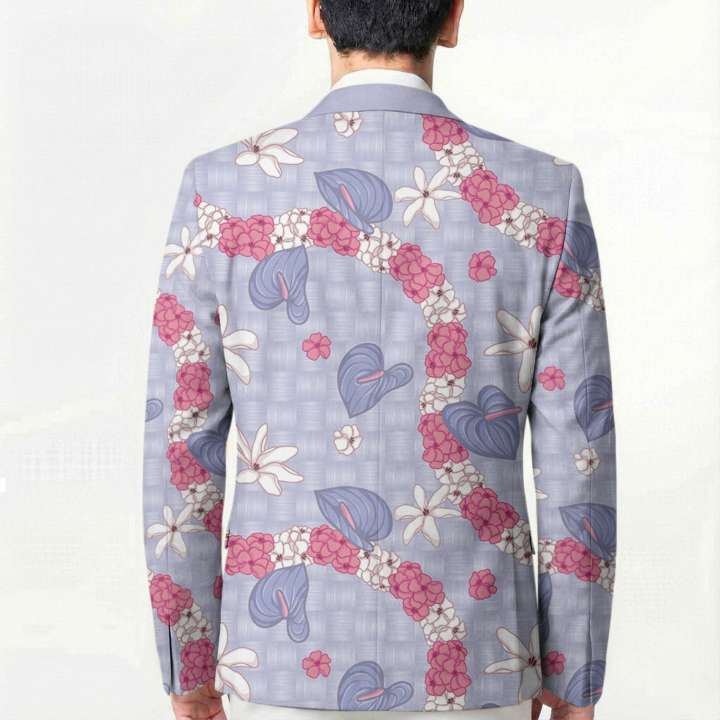Hawaii Anthurium Tiare Pikake Lei Blazer Poni Lauhala Art Pattern LT01 - Polynesian Pride