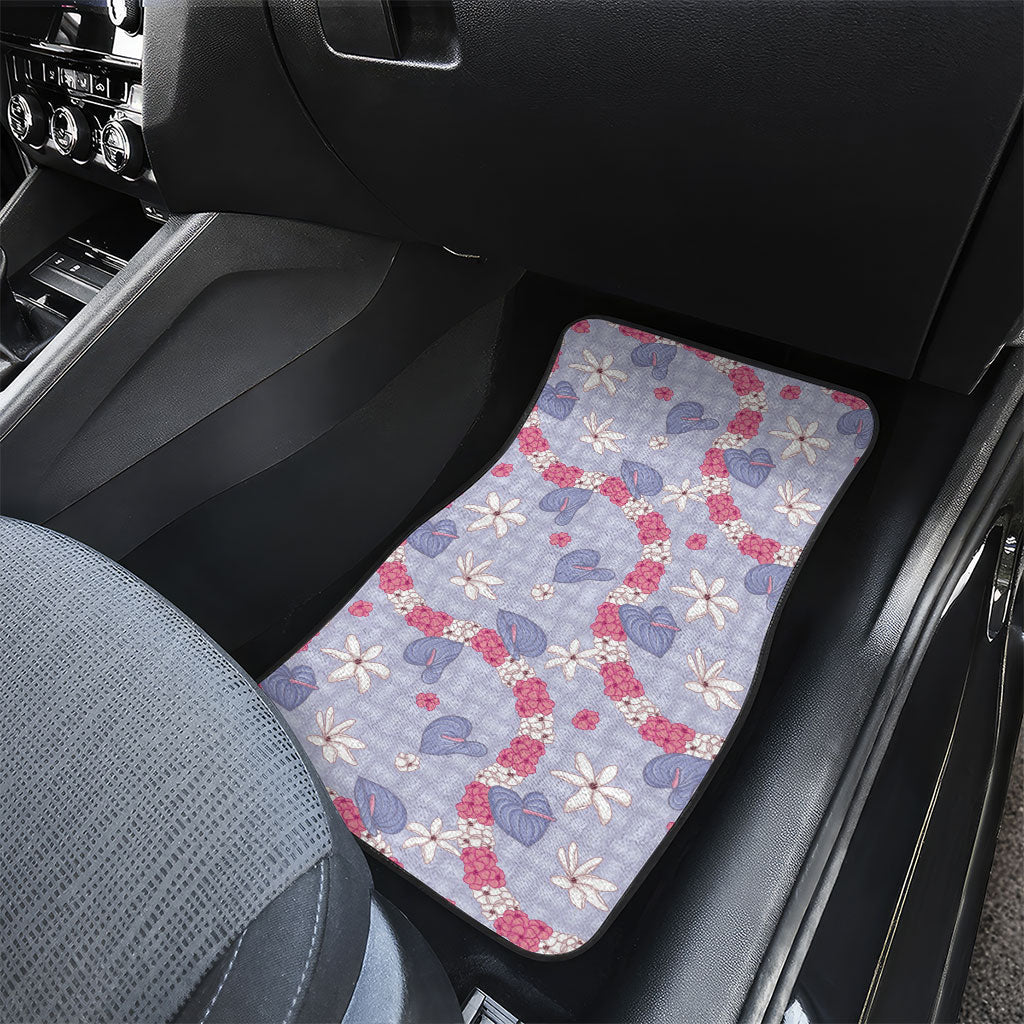 Hawaii Anthurium Tiare Pikake Lei Car Mats Poni Lauhala Art Pattern LT01 - Polynesian Pride