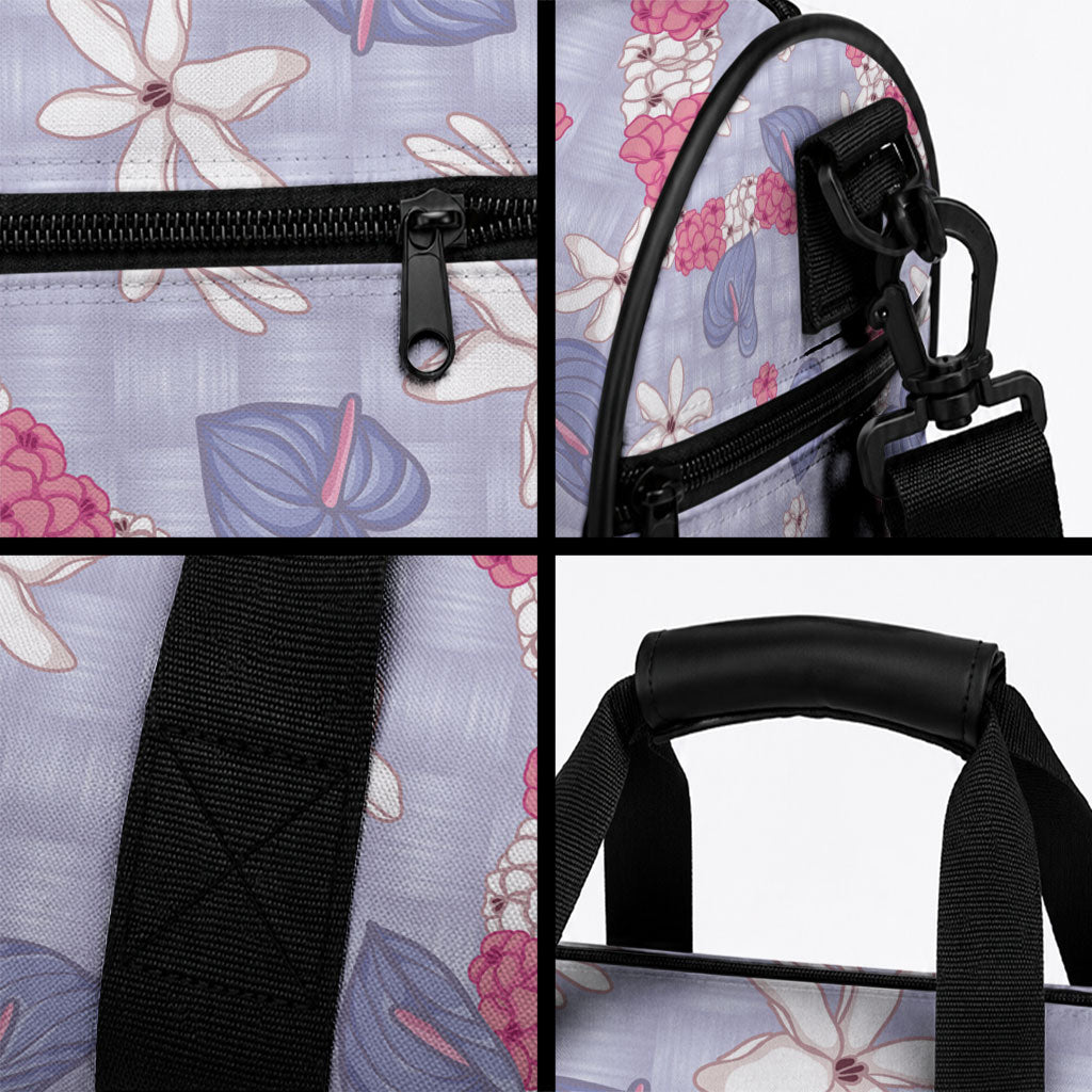 Hawaii Anthurium Tiare Pikake Lei Duffle Bag Poni Lauhala Art Pattern LT01 - Polynesian Pride