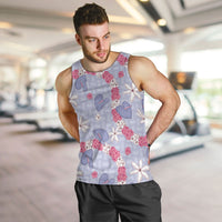Hawaii Anthurium Tiare Pikake Lei Men Tank Top Poni Lauhala Art Pattern LT01 Purple - Polynesian Pride
