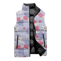 Hawaii Anthurium Tiare Pikake Lei Sleeveless Puffer Jacket Poni Lauhala Art Pattern LT01 - Polynesian Pride