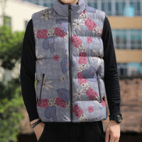 Hawaii Anthurium Tiare Pikake Lei Sleeveless Puffer Jacket Poni Lauhala Art Pattern LT01 - Polynesian Pride