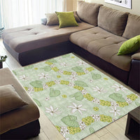 Hawaii Anthurium Tiare Pikake Lei Area Rug Sage Green Lauhala Art Pattern LT01 - Polynesian Pride