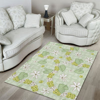 Hawaii Anthurium Tiare Pikake Lei Area Rug Sage Green Lauhala Art Pattern LT01 - Polynesian Pride