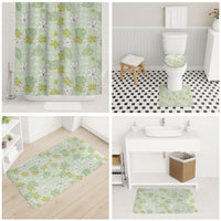 Hawaii Anthurium Tiare Pikake Lei Bathroom Set Sage Green Lauhala Art Pattern LT01 - Polynesian Pride