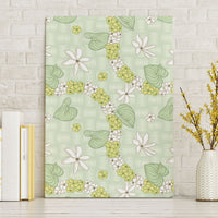 Hawaii Anthurium Tiare Pikake Lei Canvas Wall Art Sage Green Lauhala Art Pattern LT01 Without Frame Green - Polynesian Pride