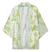 Hawaii Anthurium Tiare Pikake Lei Kimono Sage Green Lauhala Art Pattern LT01 Unisex Green - Polynesian Pride