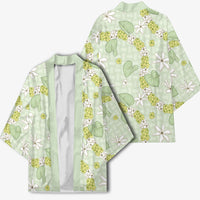 Hawaii Anthurium Tiare Pikake Lei Kimono Sage Green Lauhala Art Pattern LT01 - Polynesian Pride