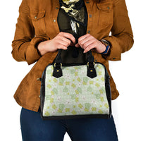 Hawaii Anthurium Tiare Pikake Lei Shoulder Handbag Sage Green Lauhala Art Pattern LT01 - Polynesian Pride