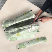 Hawaii Anthurium Tiare Pikake Lei Umbrella Sage Green Lauhala Art Pattern LT01 - Polynesian Pride