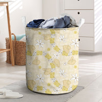 Hawaii Anthurium Tiare Pikake Lei Laundry Basket Melemele Lauhala Art Pattern LT01 Yellow - Polynesian Pride